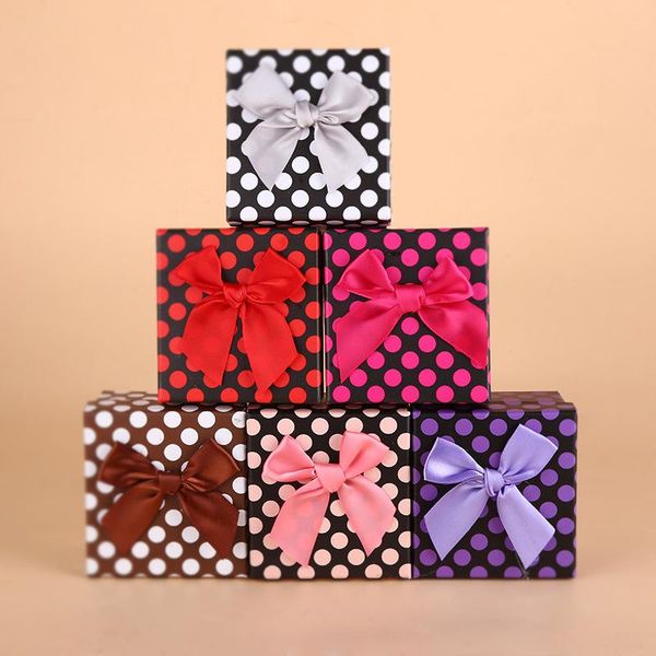 

gift wrap 9.5x8.5x5.5cm 6ppcs dot bow beautiful jewelry box boutique handmade soap packaging wedding creative fashion