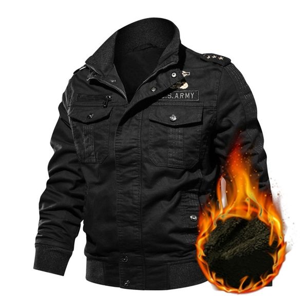 

plus size military jacket men spring autumn cotton pilot jacket coat army men's bomber jackets cargo flight jacket male 6xl 211105, Black;brown