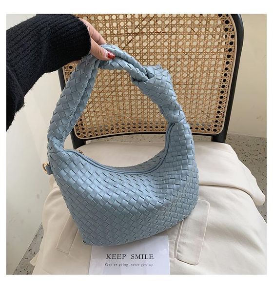 

evening bags woven handbag net celebrity small bag pure color pu female 2021 designer one shoulder underarm wrist