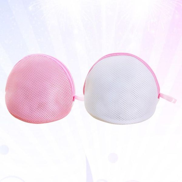 

2pcs zippered mesh laundry bags delicate panties washing shell bracket protection net (+ white)
