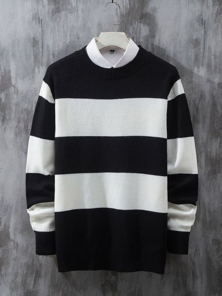 

men two tone sweater without shirt g1cs#, White;black