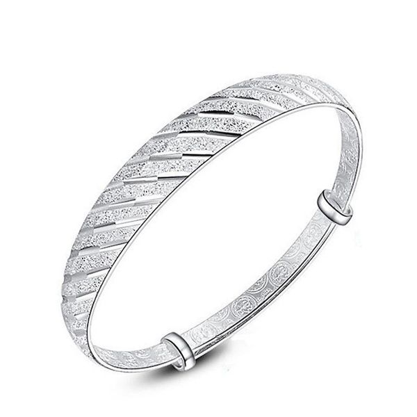

bangle fashion meteor shower bracelet bangles frosted twill silver plated bracelets & resizable for women cf10, Black