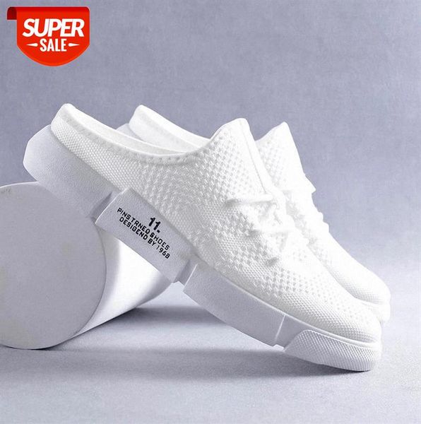 

weh men half shoes summer2020 trend half slippers tow beach shoes men breathable flying woven non-slip fashion wear personality #6u4y, Black