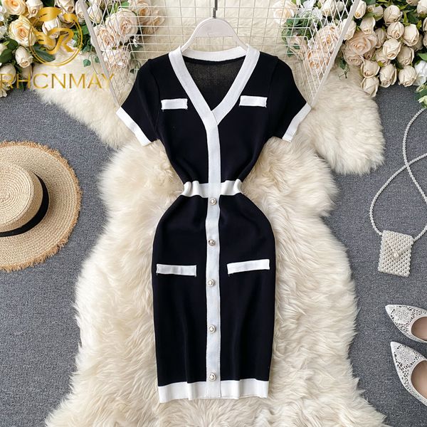 

new fashion style elegant v neck buttons ladies dress summer short sleeve women knit bodycon dress work wear office dressswimwear bathing su, Black;gray