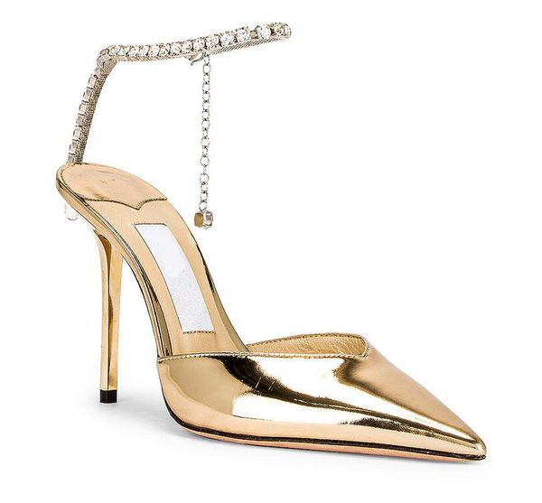 

bridal wedding luxury saeda sandals shoes pointed toe bow pumps women high heels teardrop crystal at heel crystal embellished ankle strap dr, Black