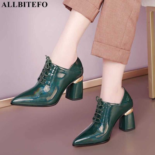 

allbitefo arrive genuine leather brand high heels alons hauts femme women heels shoes autumn high heel shoes size:34-41 210611, Black