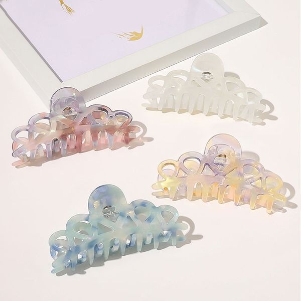 

women large plastic hair clamps marble acetate hair claw clip ponytail holder hairpins geometric barrette hair accessories, Slivery;golden