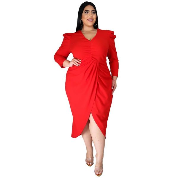 

plus size dresses red blue elegant for women autumn winter female party christmas bodycon tunics casual birthday dress clothing, Black