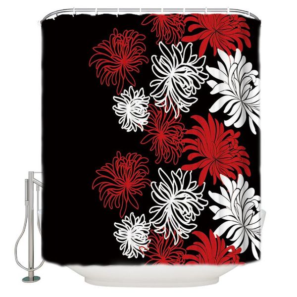 

shower curtains white red daisy bath mildew-resistant bathroom decor sets