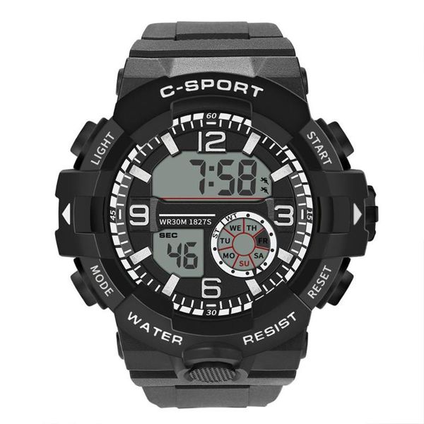

luxury men's analog digital military sports led waterproof watch multifunctional electronic reloj hombre y30 wristwatches, Slivery;brown