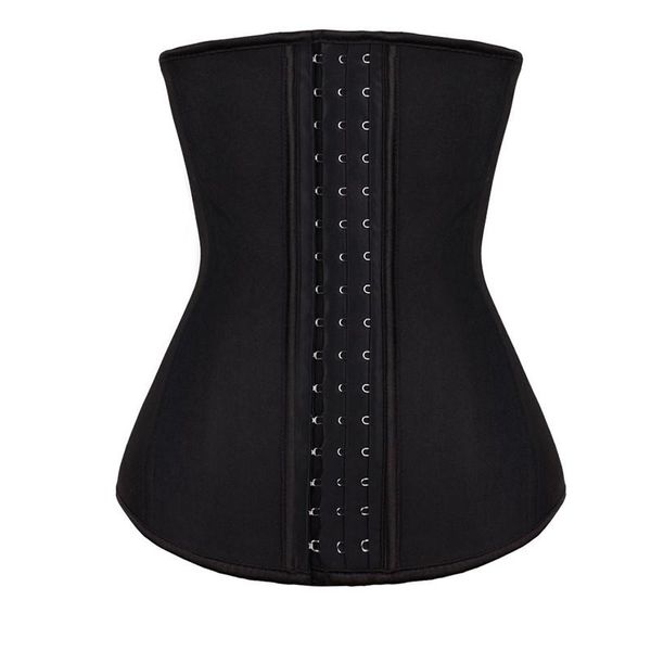 

women's shapers 9 steel boned corset latex waist trainer for woman underbust cincher belt body shaper fitness shapewear underwear, Black;white