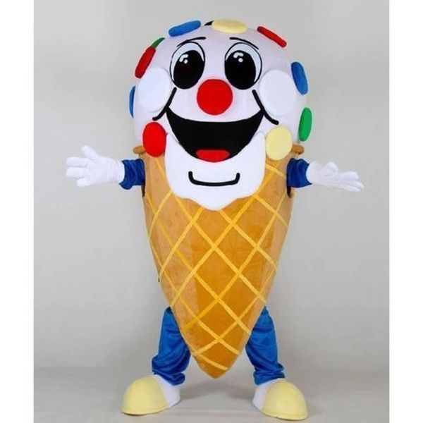 Halloween Cute Ice Cream Costume mascotte Cartone animato di alta qualità Peluche Personaggio a tema anime Formato adulto Carnevale di Natale Festa di compleanno Vestito operato