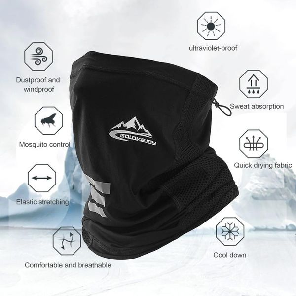 

protection ice silk face cover neck tube outdoor sports bandana scarf cycling caps & masks, Black