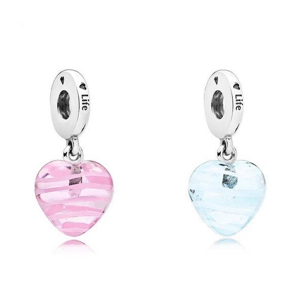 Adatto Bracciali Pandora 20 pz Trasparente Rosa Blu Cuore Di Cristallo Ciondola Ciondoli Perline Ciondoli In Argento Perline Per Le Donne Fai Da Te Collana Europea Gioielli