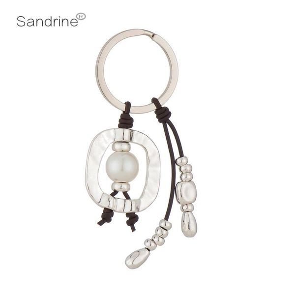 

keychains sandrine brand wholesale creative design friend keychain leather health zinc alloy handmade vintage key ring gift, Silver