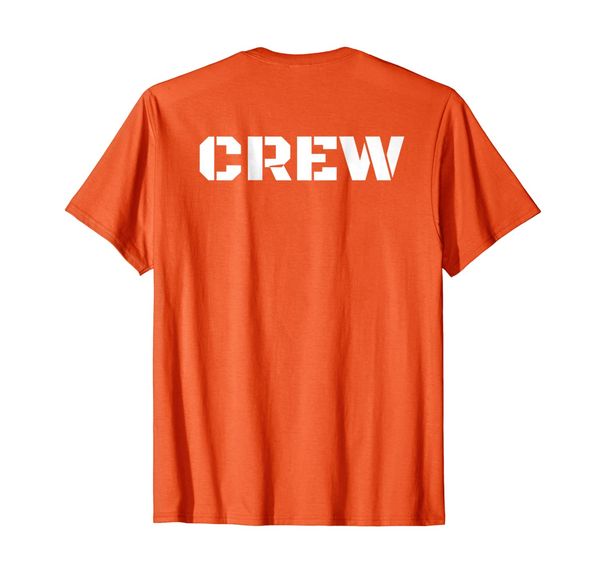 

crew printed on back t-shirt for film, music, camera, stage, White;black