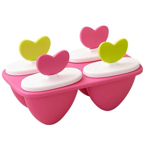 

justdolife 1pc ice cream mold 4-capacity heart shape popsicle tools kitchen supplies random color baking moulds