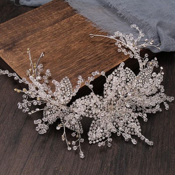 

hair clips & barrettes rhinestone flower headband retro bangs fixed loop styling wedding birthday accessories for female h9, Golden;silver
