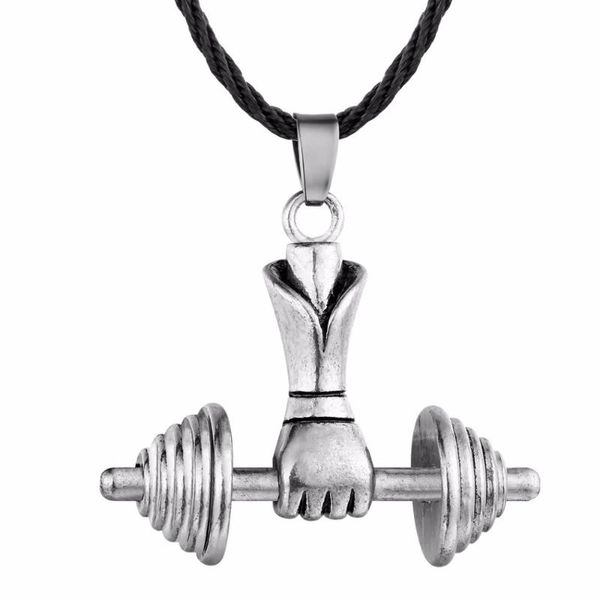 Подвесные ожерелья ностальгия спортивные шарм рука с гантельским ожерельем фитнес