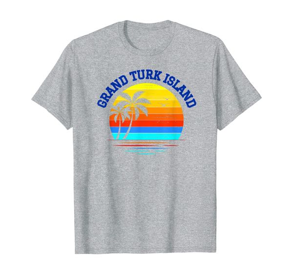 

grand turk island vacation shirt palm trees sunset t-shirt, White;black