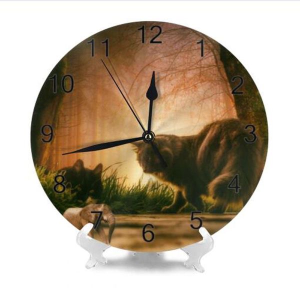 

wall clocks animal pattern round clock numeral digital dial mute silent non-ticking battery operated decor art for living room