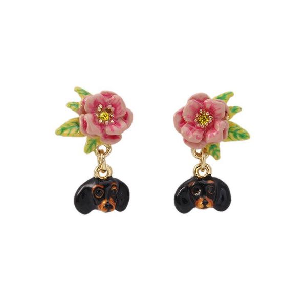 

dangle & chandelier simple elegant 2021 dog flower drop earrings for women romantic sweet charm animal plant jewelry accessories good gift, Silver