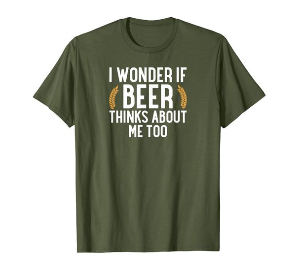 

i wonder if beer thinks about me too t-shirt, White;black