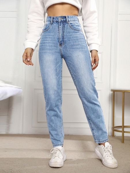 

high waist mom jeans f7pa#, Blue