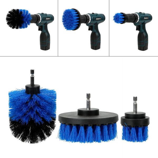

car brush drill scrubber kit cleaning tool auto care detailing hard bristle 3pcs/set sponge