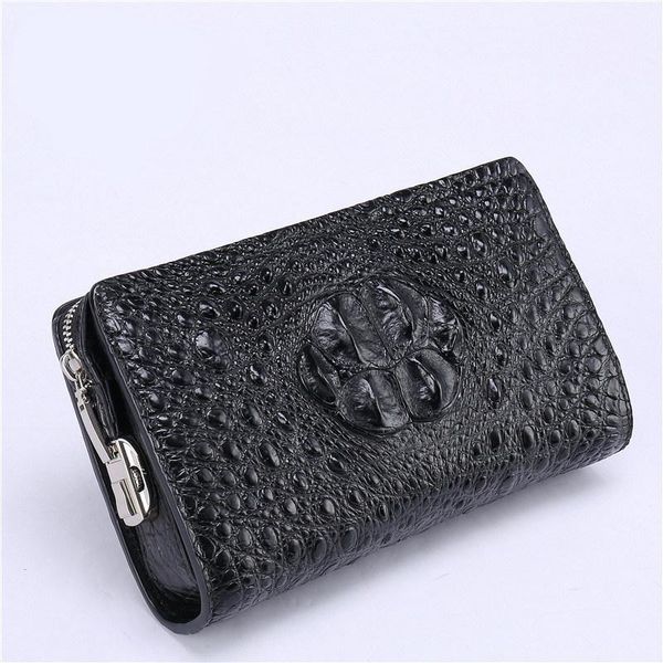 

fashion real crocodile leather men clutch bags luxury handbags man alligator designer genuine purses and wallets, Red;black