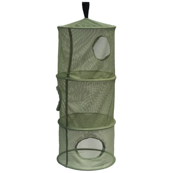 

bathroom shelves big deal three-layer hanging zippered drying net dryer mesh rack(army green)