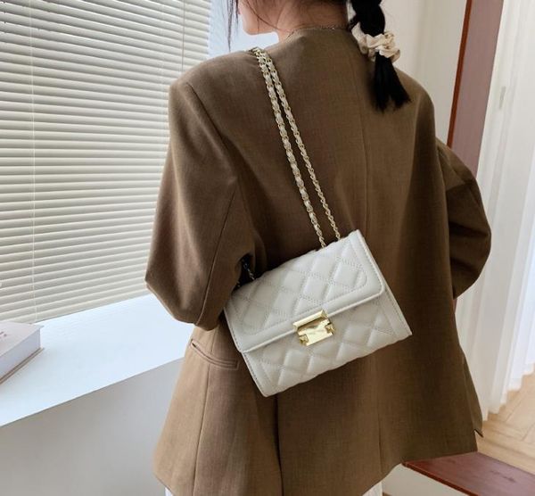 

shoulder bags quilted simple pu leather mini flap crossbody bag fashion 2021 spring chain purses and handbags luxury designer black