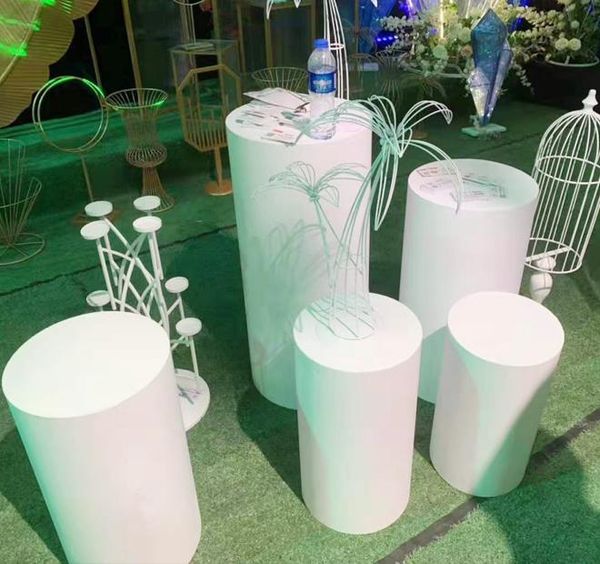 

pedestal wedding decorations iron cylinder plinth display party 2021 round 5pcs risers white modern metal 5 piece set cn(origin) other home