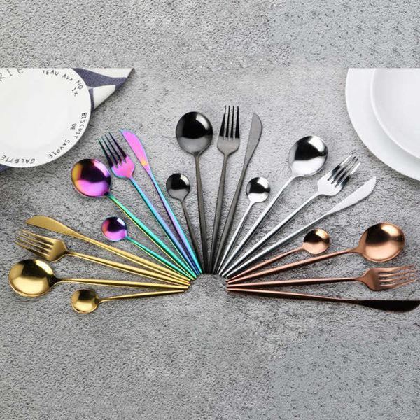 

4pcs/set black gold cutlery set 18/10 stainless steel dinnerware silverware flatware set dinner knife fork spoon dropshipping fy4691cj17