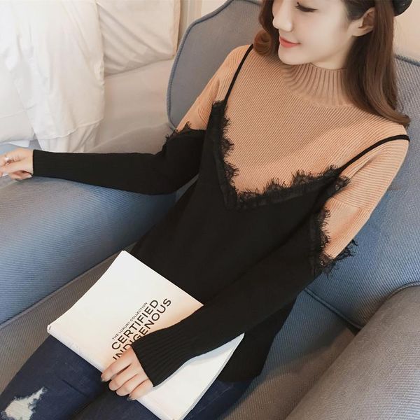 

women's sweaters the film 6282 fake 2 piece eye hair lace render unlined upper garment to 55, White;black