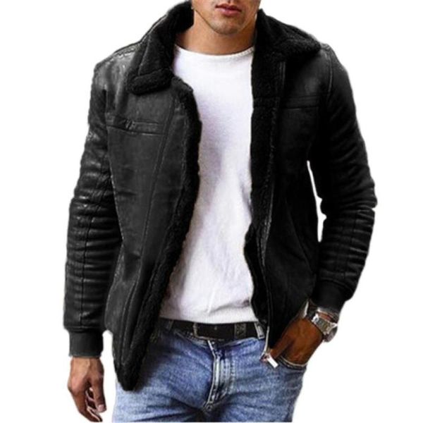 

men's jackets bomber zipper jacket winter male fleece warm coats casual streetwear solid long sleeve zip-up pockets men clothing, Black;brown