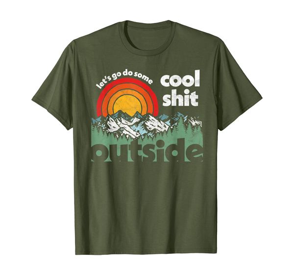 

let's do cool shit outside retro funny nature graphic t-shirt, White;black