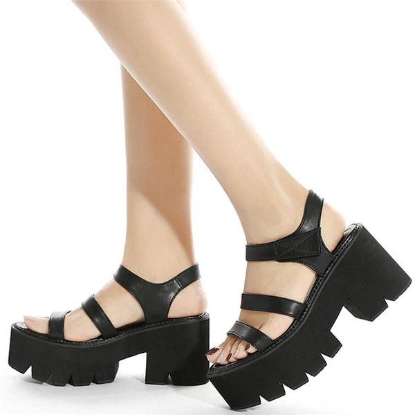

sandals black platform women summer 2021 rome female shoes woman block heel fashion buckle causal u212