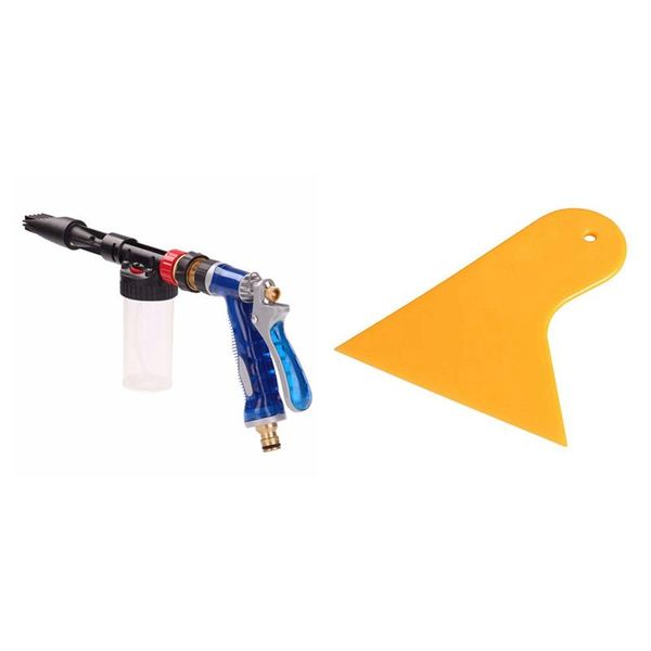 

car washer high pressure snow foamer water gun & plastic yellow auto window sticker film scraper squeegee 10.5x9.5cm foam lance