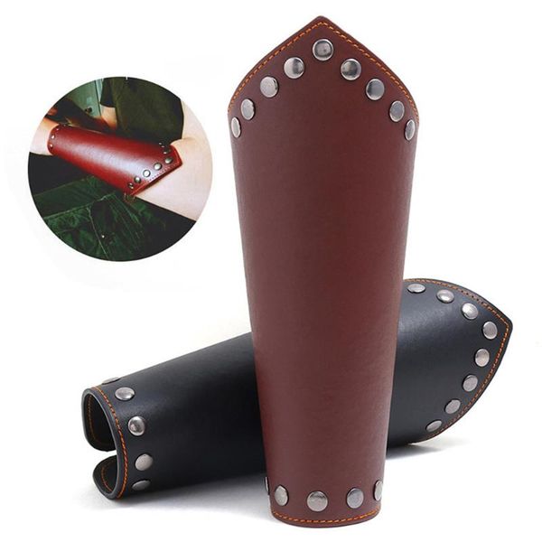 

compression knee sleeve support kneepads punk wide archery arm guard wristband bracelet men armband leather wrist elbow & pads, Black;gray