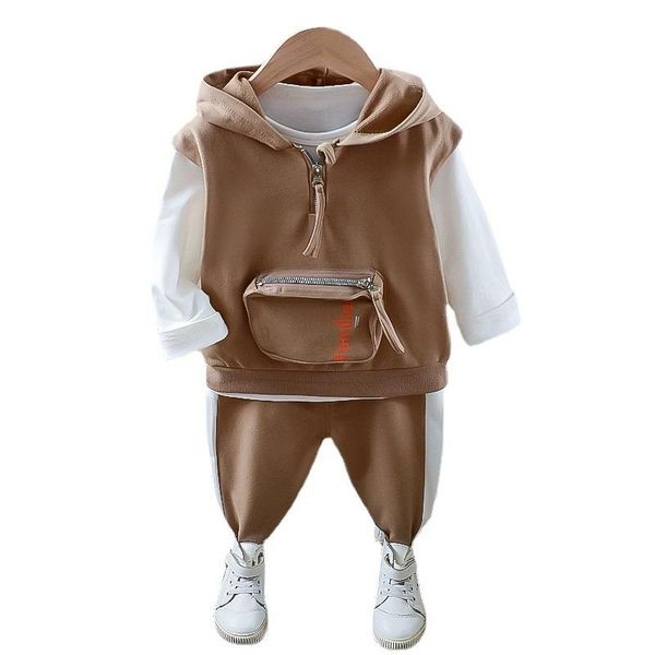 

clothing sets autumn baby boy clothes children fashion cotton hooded vest t-shirt pants 3pcs/sets toddler casual kids tracksuits, White