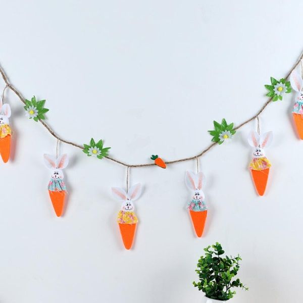 

1.6m easter carrot pendant banner flag wall decoration party garden decor diy ornaments decorative objects & figurines