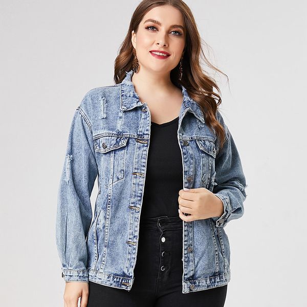 

spring plus size denim jacket woman ladies fashion jean coats and jackets, Black;brown