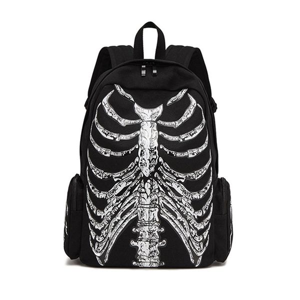 

2020 new printed backpack trend canvas bag skull personality women's leisure men's