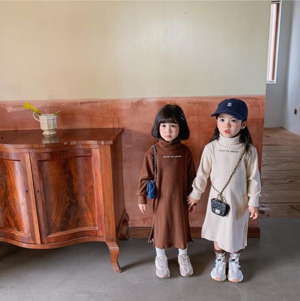 

girl's dresses 2021 korea style girls dress fashion cotton autumn full sleeve 1-7 years wd66, Red;yellow