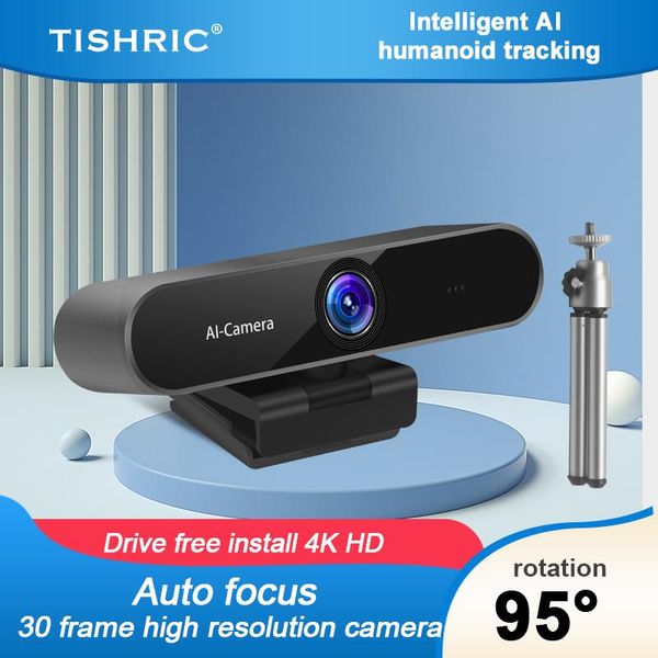 

webcams tishric ai intelligent webcam 4k autofocus with microphone web cam camera for pc live videoconferencing broadcast