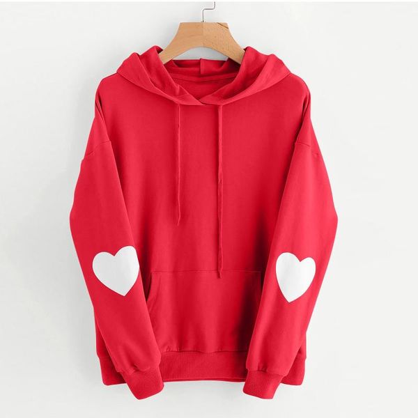 

women's hoodies & sweatshirts for women fashion lady long sleeve heart print hoodie sweatshirt jumper hooded pullovers harajuku, Black
