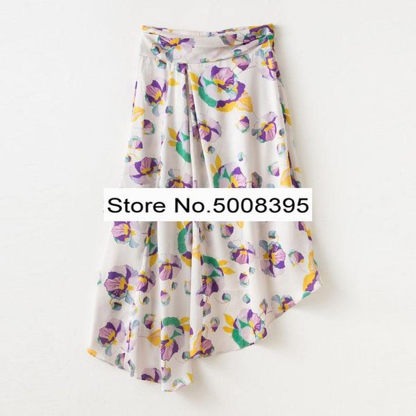 

skirts [elfstyle] - woman floral printed asymmetric midi skirt high waist ruffled detail fashion long 2021, Black