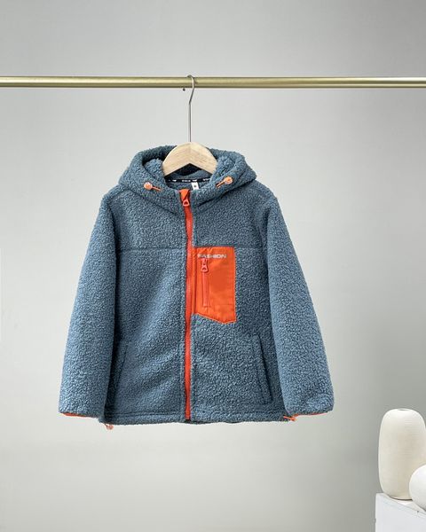 

classic logo pattern on chest composite cashmere hooded down coat warm winter children outwear kids clothing soft for baby, Blue;gray