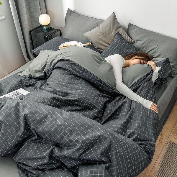 

bedding sets summer cotton four bag contracted wind nordic male the bedspread bed dormitory three-piece